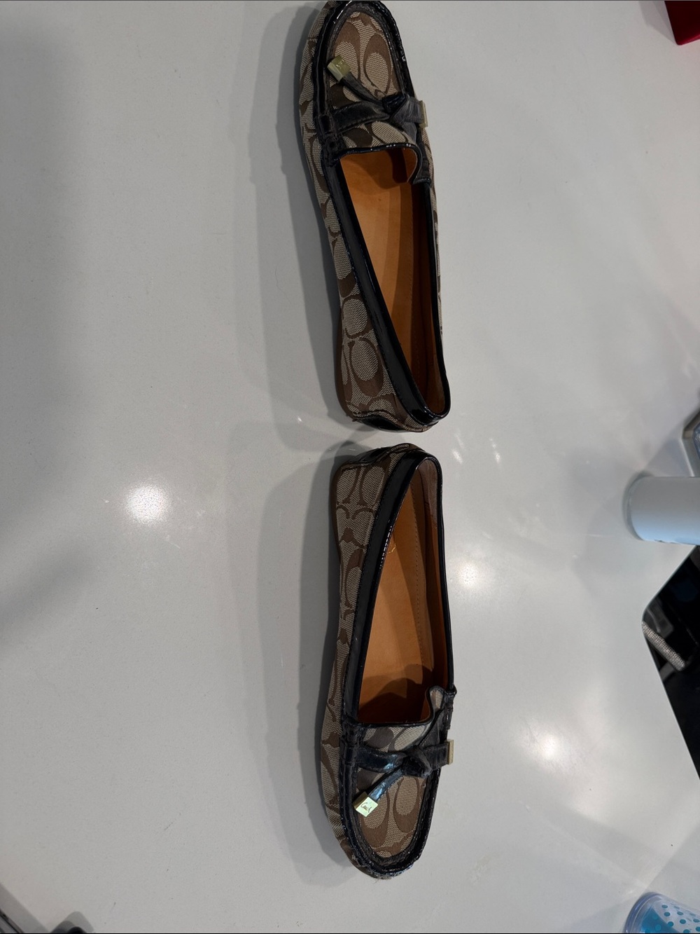 Coach Brown Signature Monogram Loafers with Black Trim